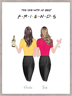 Personalised Gift for a Friend, Keepsake Friendship Print,Best Friends Present,Customisable Hair,Tshirts,Drinks V2 UNFRAMED Available in 5"x7",A5,8"x10",A4,A3