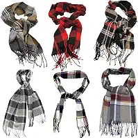 Cachecol para Frio Xadrez Unissex com Franjas Cores Sortidas 160x30 cm Inverno Toque macio