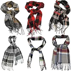 Cachecol para Frio Xadrez Unissex com Franjas Cores Sortidas 160x30 cm Inverno Toque macio