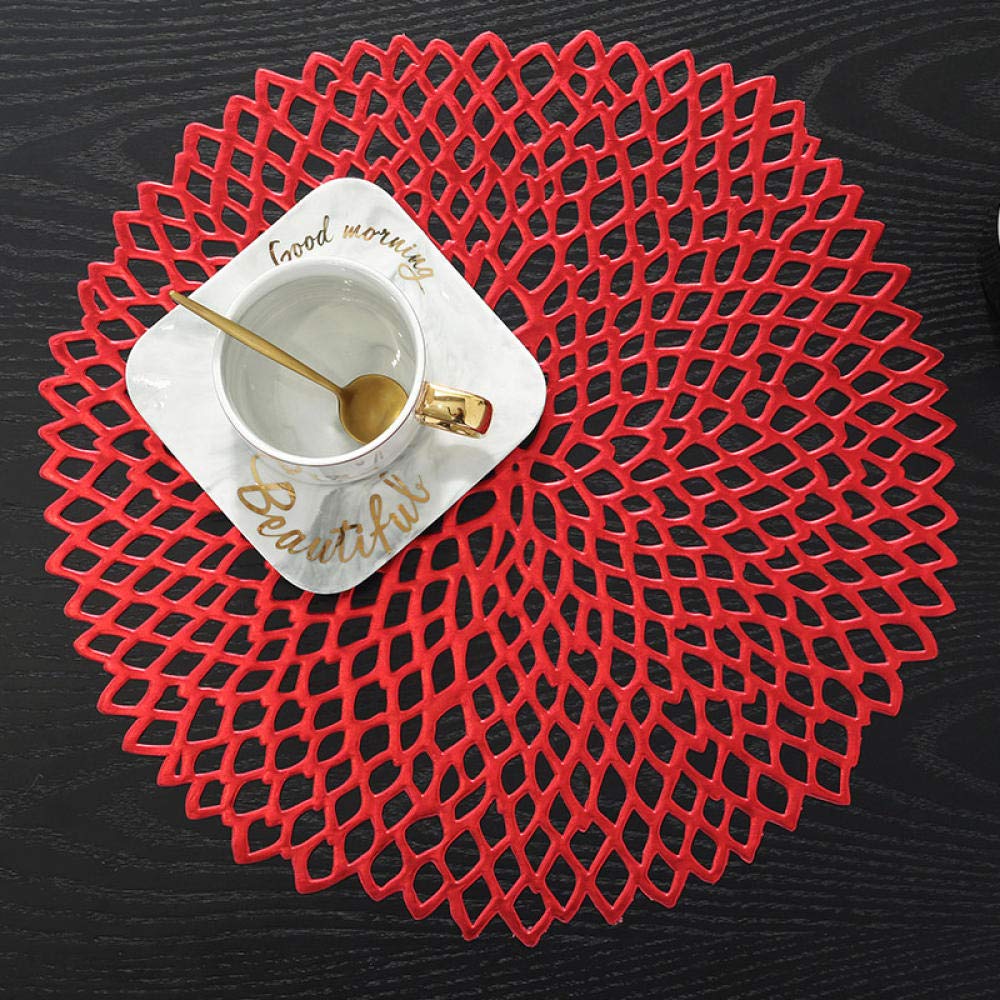 Lklnkvl Red Alien 4 Pieces Placemats, Table Mat Pvc Placemat Heat Insulation Household Anti-Scald Waterproof Creative Design Mat-4 Colors Mixed(Red Alien 4 Pieces)