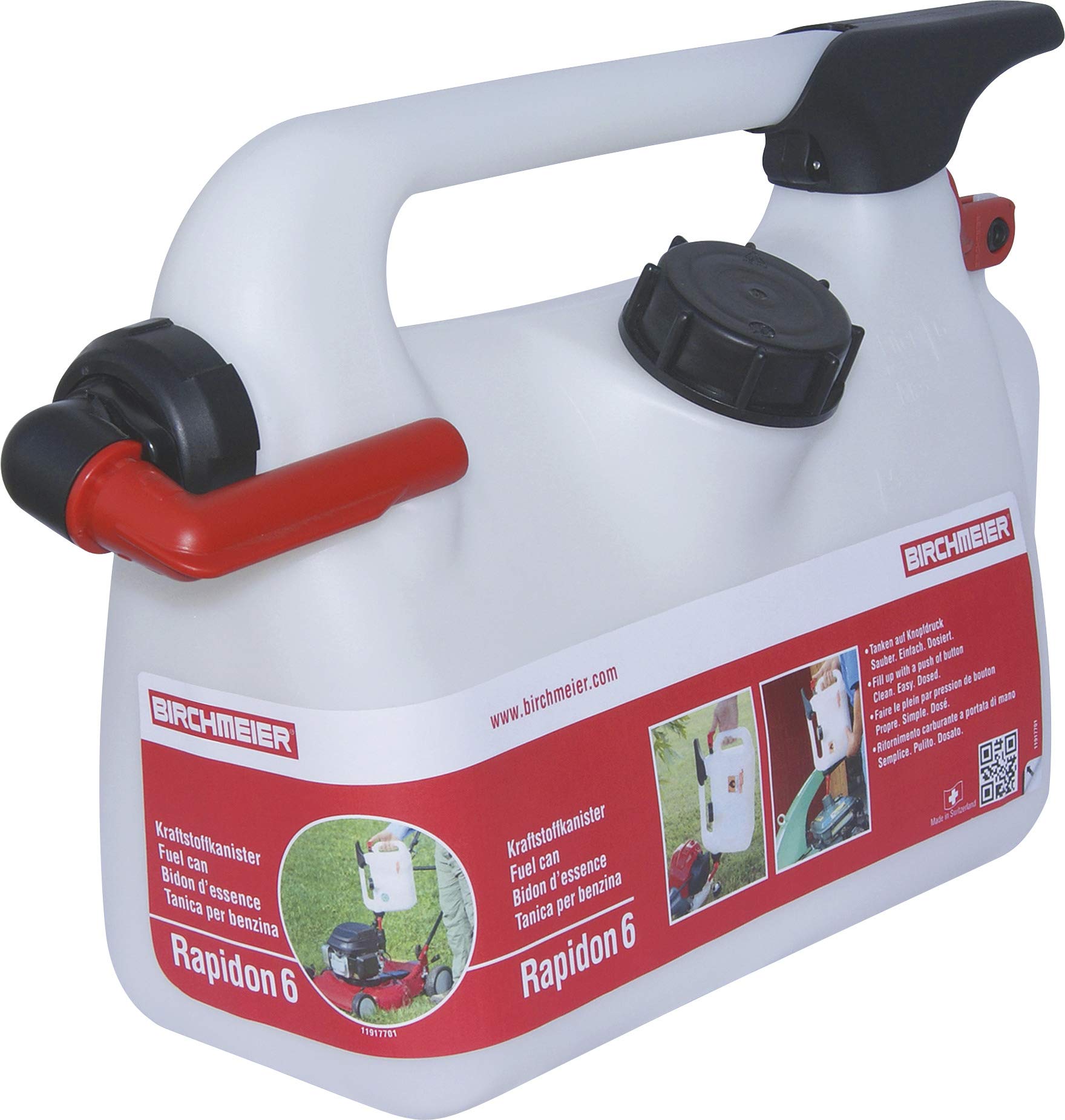 Birchmeier 11851301 Rapidon - Tanica per Benzina 6 l, con Graduazione, Colore: Bianco