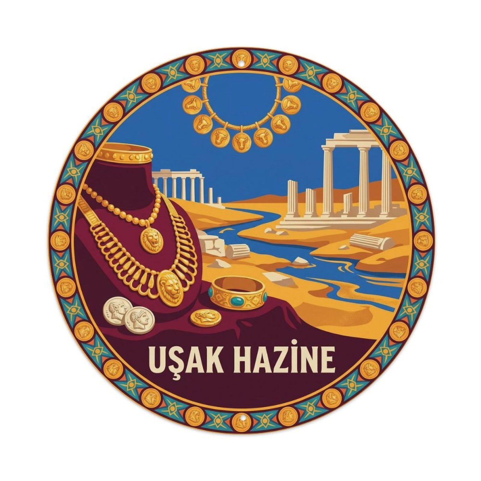 Usak Croesus Gold Lydian Turkish Textile Graphic Metal Tin Sign