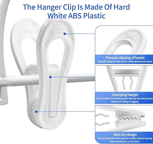 Miniatura 3 de 30 clips blancos para colgar, clips multiusos para perchas, clips de dedo para colgar faldas y pantalones, ideal para jeans, faldas, suéteres y