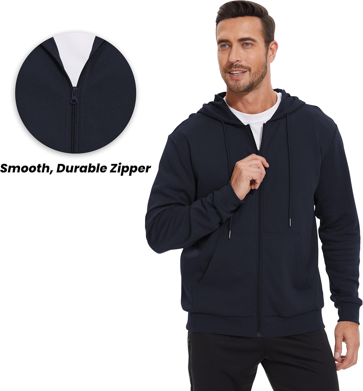 LETAOTAO Lightweight Hoodie Men Zip Up Hooded Sweatshirt Thin Slim Fit Jacket Available in Regular & Tall Sizes