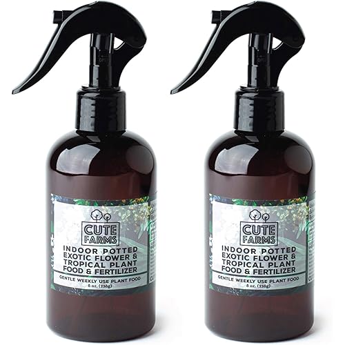 Cute Farms Indoor Potted Exotic Flower & Tropical Plant Fertilizer | Gentle Weekly Use Formula Plant Food (Two - 8 oz. Spray Bottles)