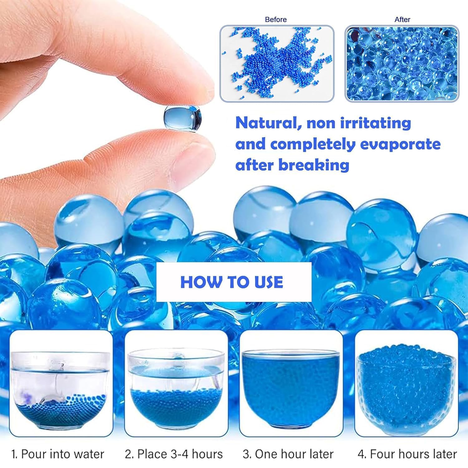 GlimLit - 5000 pcs Water Beads Gel Water Balls Crystal | Authentic Collector's Piece | 5000 Pieces Water Gel Beads | - Blue (Pack - 1) 4