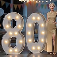 Vista 40 de Imprsv Números de marquesina iluminados de 3 pies para decoraciones de fiesta de cumpleaños 50, números de mosaico para globos, marco de globos