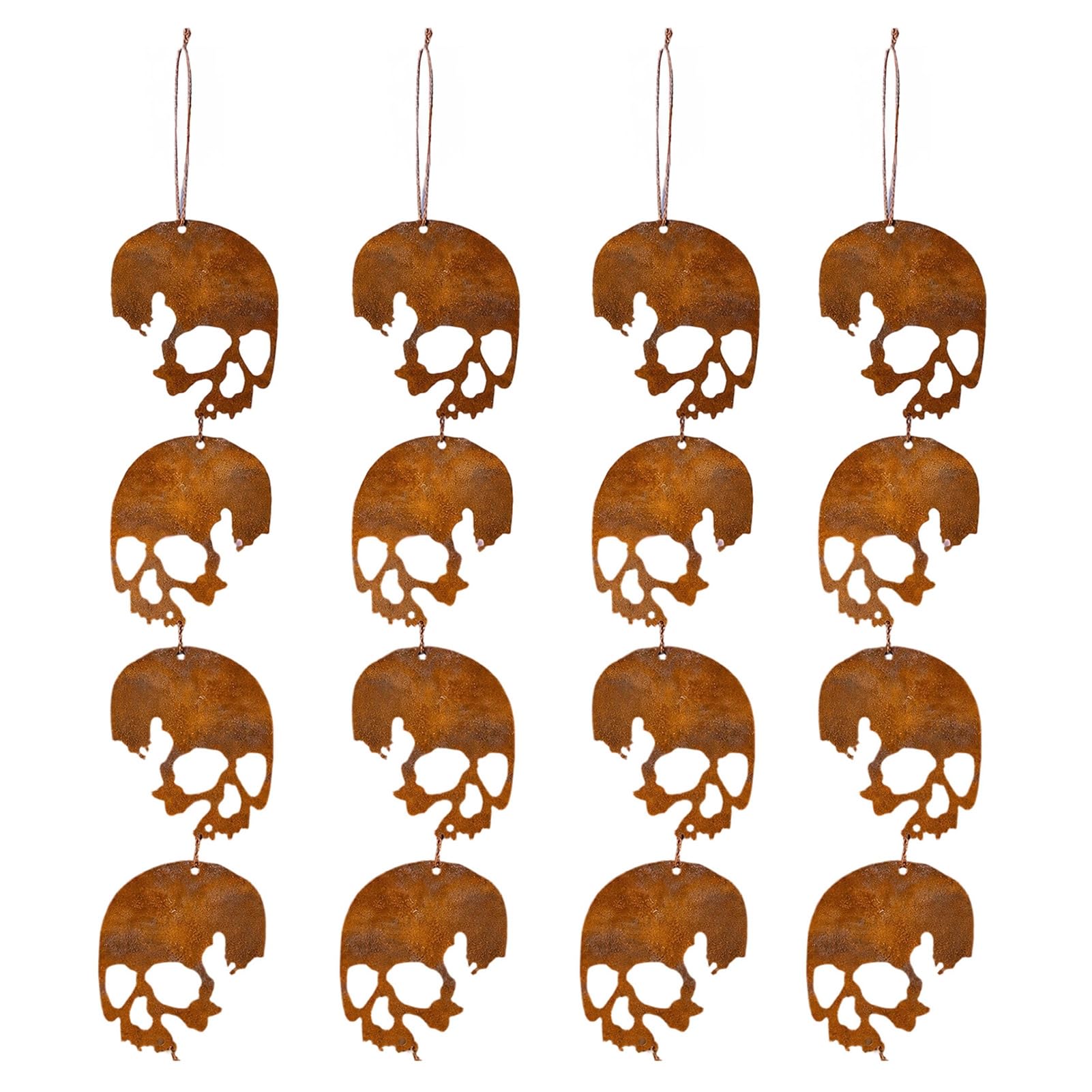 Halloween Skull Hanging Tags, Metal Garden Decor Sign, Skull Shaped Ornaments for Indoor, Outdoor, Yard & Garden 4pcs