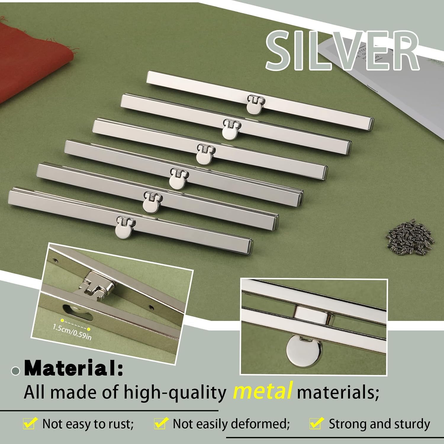 BUTUZE 6pcs Bag Clasps Purse, 4.52inches Metal Purse Frame Kiss Clasp Purse Frame, Purse Clasps for Bag Making, Metal Purse Frame Wallet Clasp, Bag Clasp for Purse Making, Bag Making