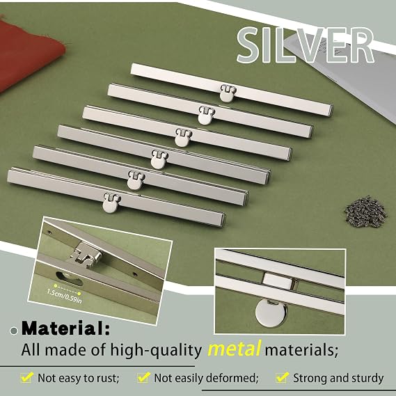 6 Pieces Clasp Lock Packs,BUTUZE 7.48Inch Metal Purse Frame Kiss Clasp Lock with Comfortable Grip, Bag Supplies for Purse Making,Bag Making,Leather Craft DIY