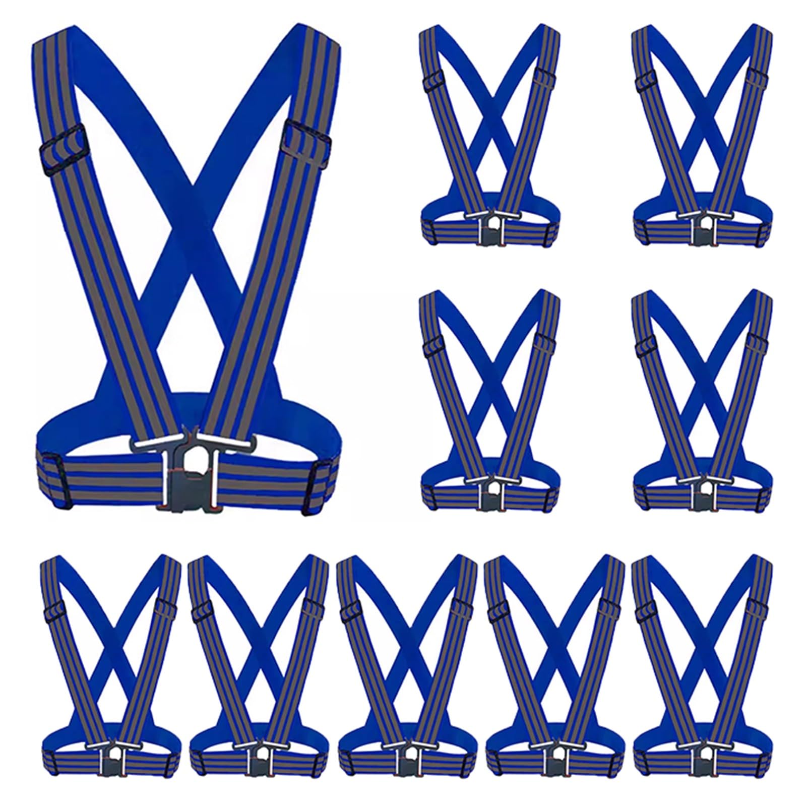 EvikoO Gilet de sécurité Gilet Haute visibilité avec 3 Bandes réfléchissantes, Veste Unisexe Haute visibilité, adaptée aux travaux de Circulation, à la Course à Pied (Color : Blue, Size : 10pcs)