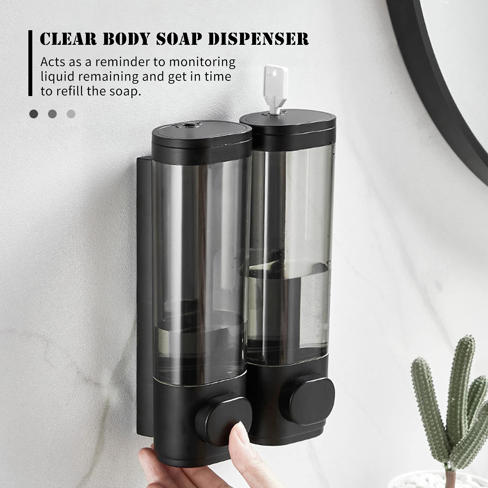 Decdeal Soap Dispenser Wall Mounted, Manual Hand Press Soap Dispenser for Dish Liquid Lotion Shower Gel Shampoo Chamber, Drilling Type
