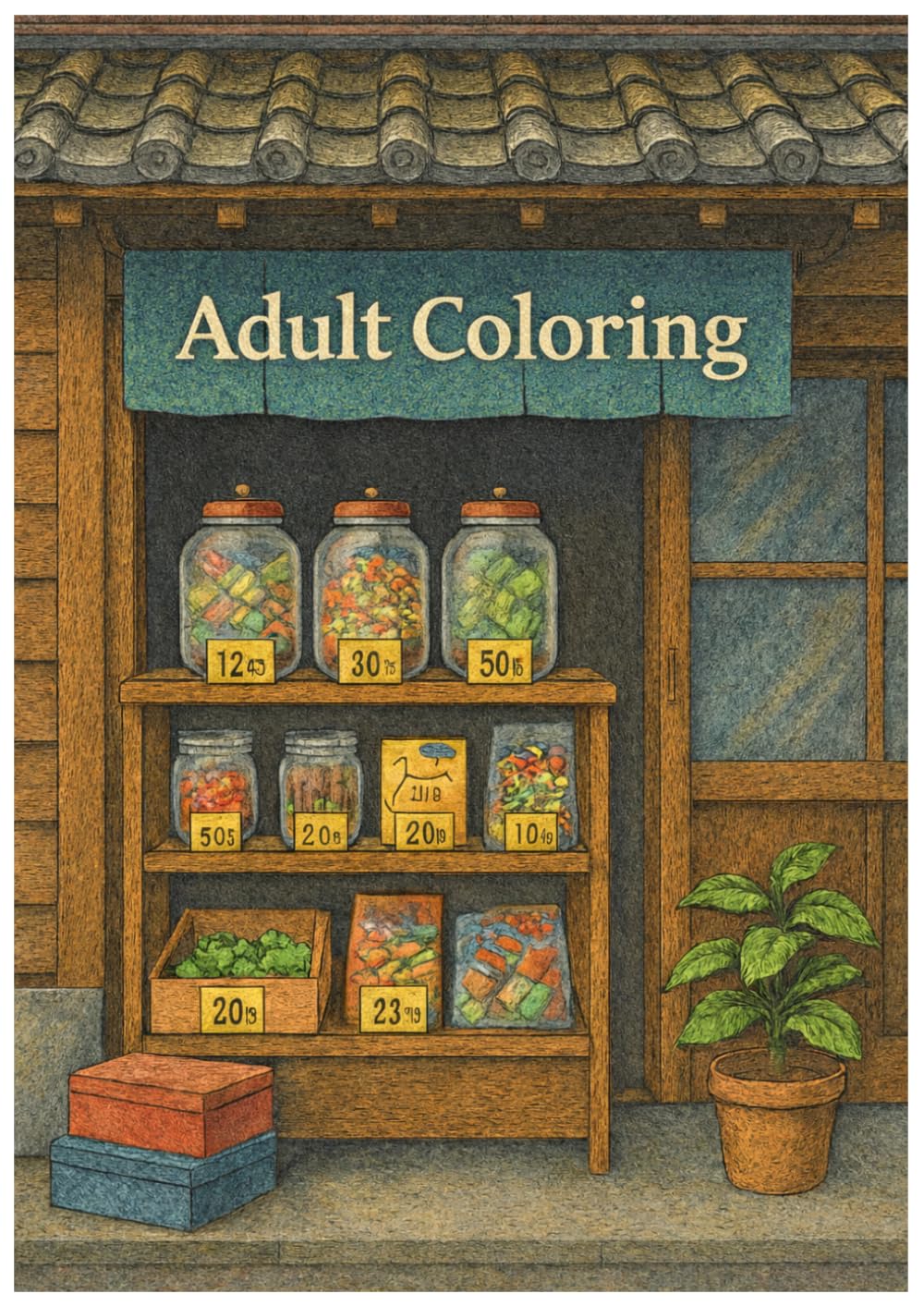 Adult coloring book: Through Retro Japan