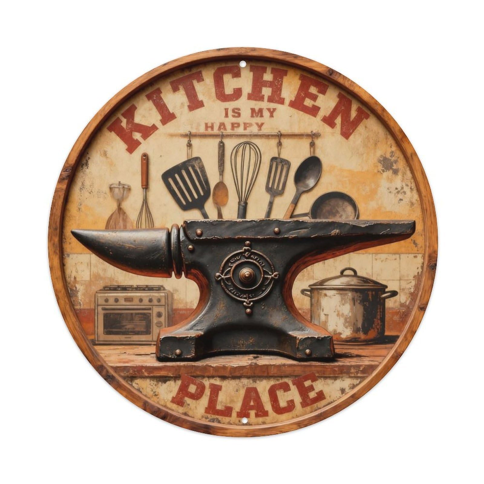 Kitchen Is My Happy Place Metal Tin Sign Plaque