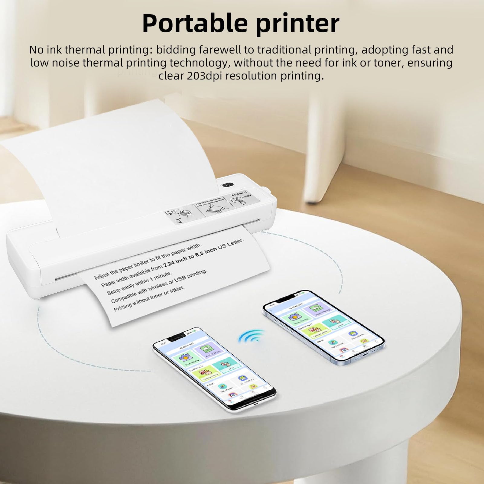 Amazon.co.jp: 移動用のポータブルプリンター、A4 203DPIインクレス
