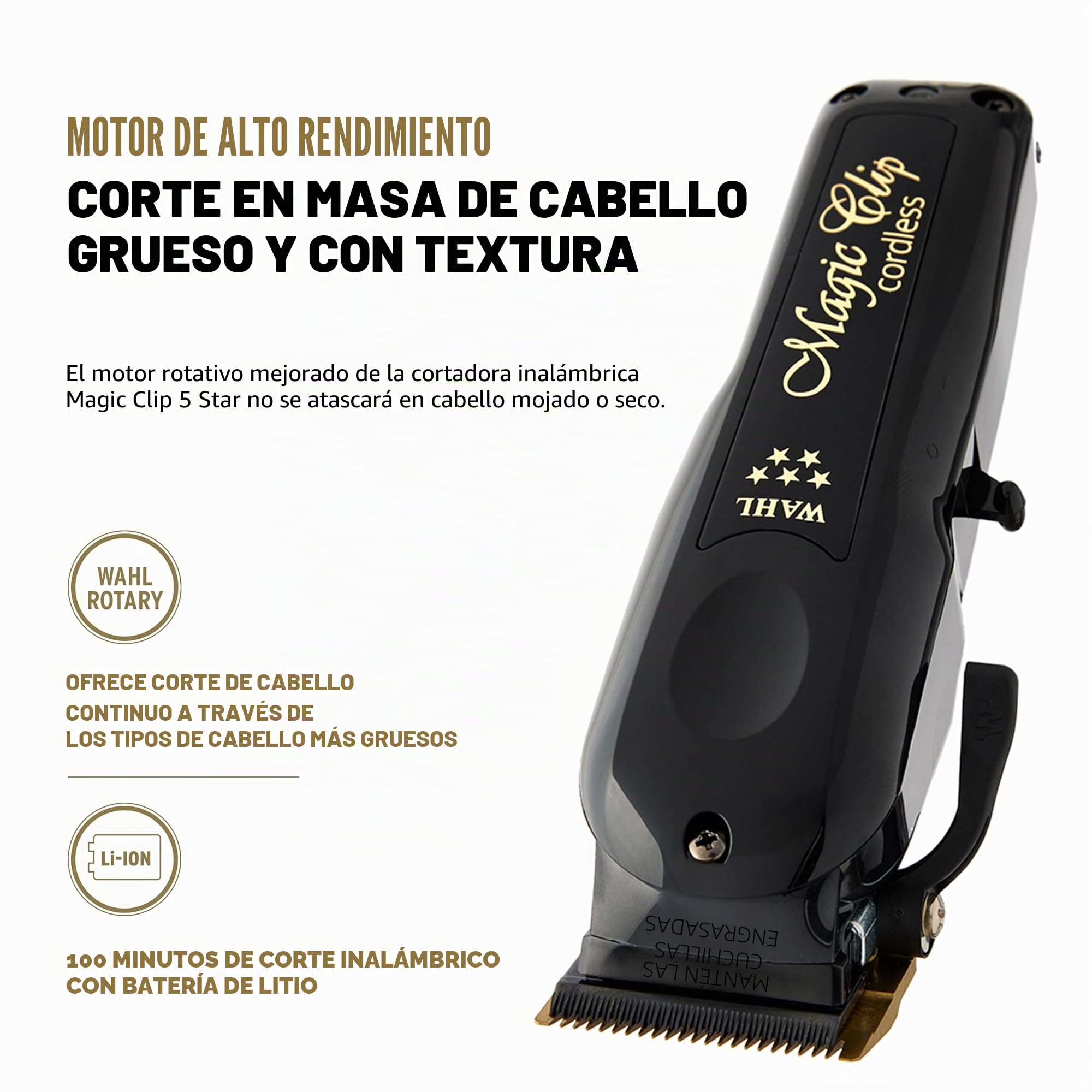Wahl Paquete de cortadora y recortadora inalámbrica Barber Combo™, hoja recubierta de diamante de titanio, batería de litio de larga duración, calidad de salón y peluquería, motor potente, máxima