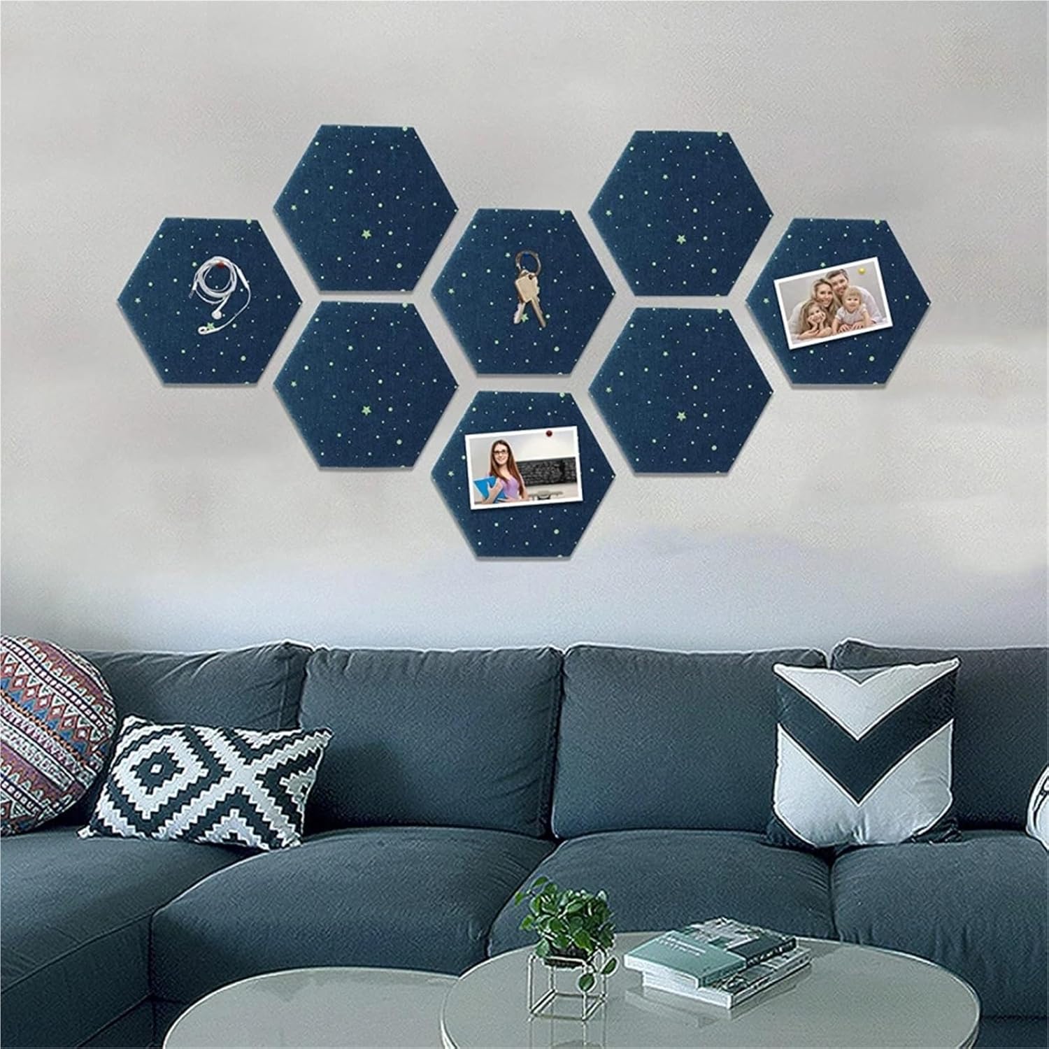 8 Pcs Felt Board for Home Decor Creative Notice Bulletin Boards Self Adhesive Pin for Photo Display for Wall(White)