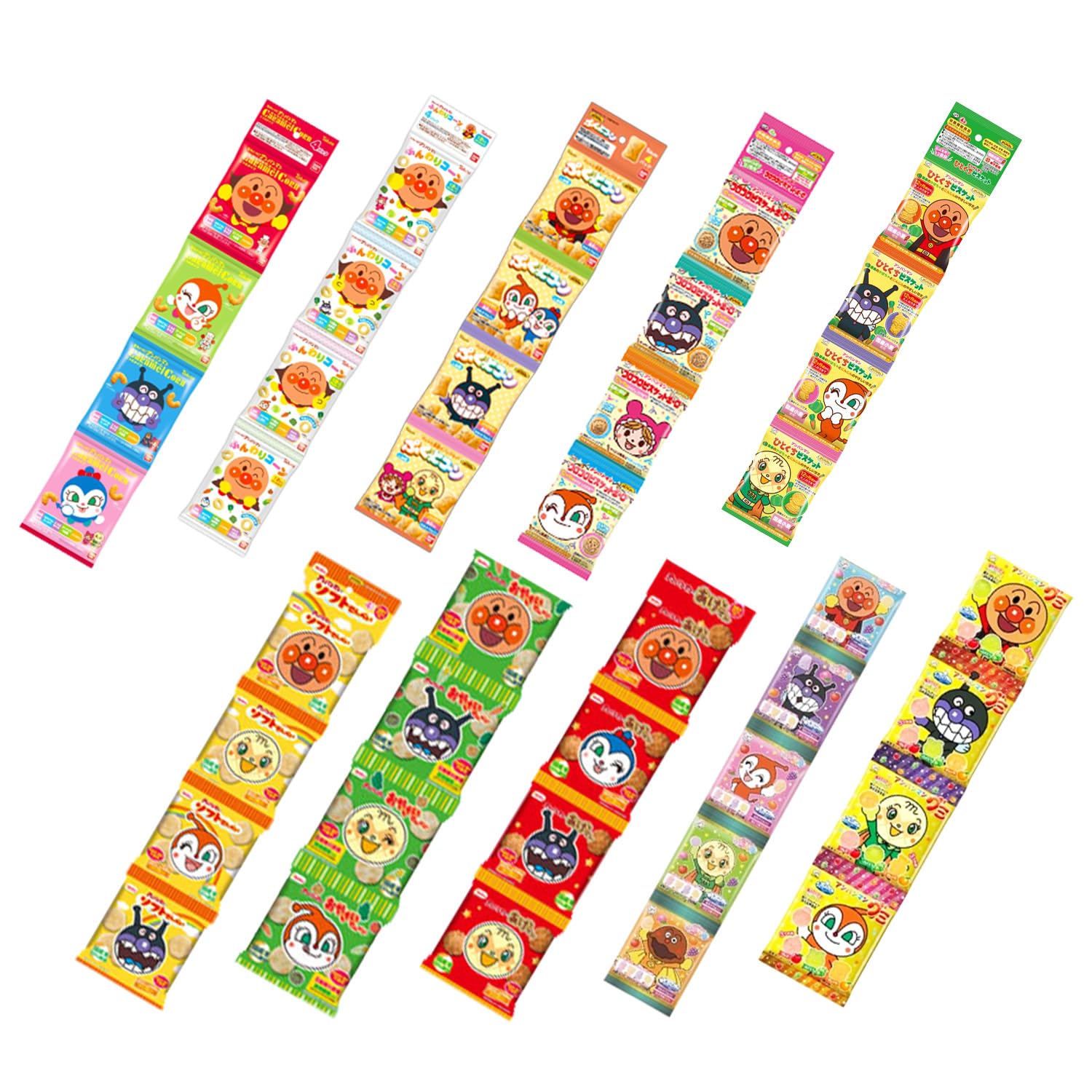 Amazon.co.jp: アンパンマン 4連 小袋 お菓子 10種 各1個 計10個