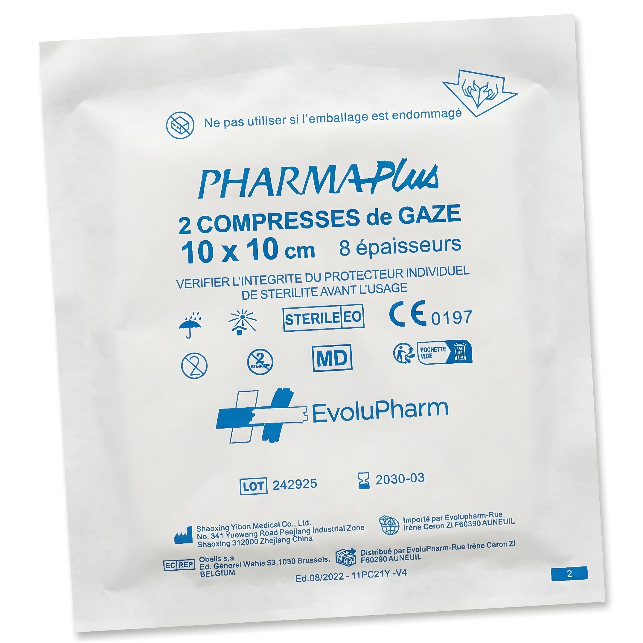 PharmaPlus Compresses stériles gaze coton 50 x 2 compresses 10cm x 10cm