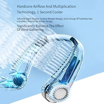 Portable Neck Fan,Personal Neck Air Conditioner,Bladeless USB Charging Wearable Fan with 3 Speed for Outdoor, Camping, Office,Green