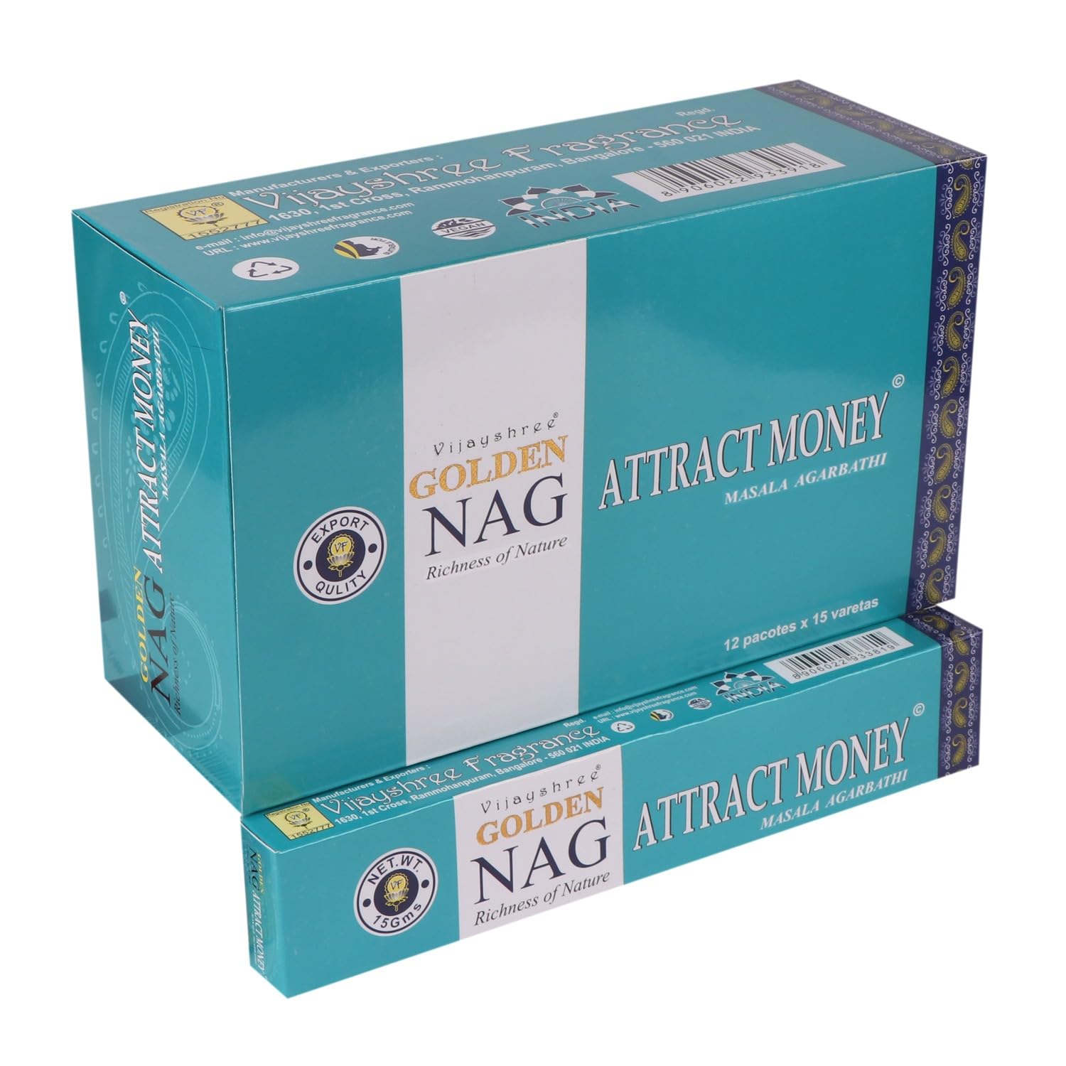 VI Vijayshree Golden Nag Attract Money Incense Sticks Set of 12 Pack (15 Sticks) Each (180gm) Natural Wood Agarbattis with Free Stand Long Lasting Home Fragrance Yoga, Healing-image-5