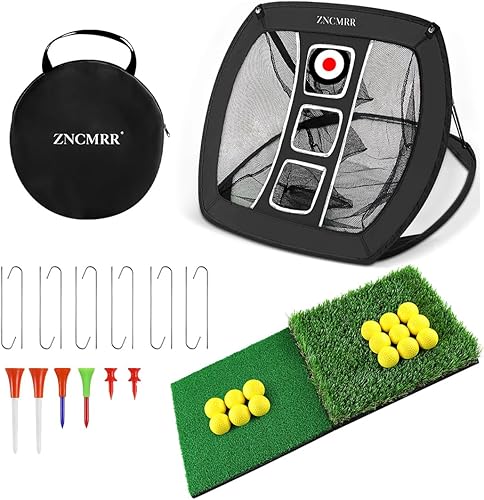 Miniatura 7 de Red de astillado de golf emergente, red de golf para interiores y exteriores, red plegable portátil para golpear golf con 15 pelotas de