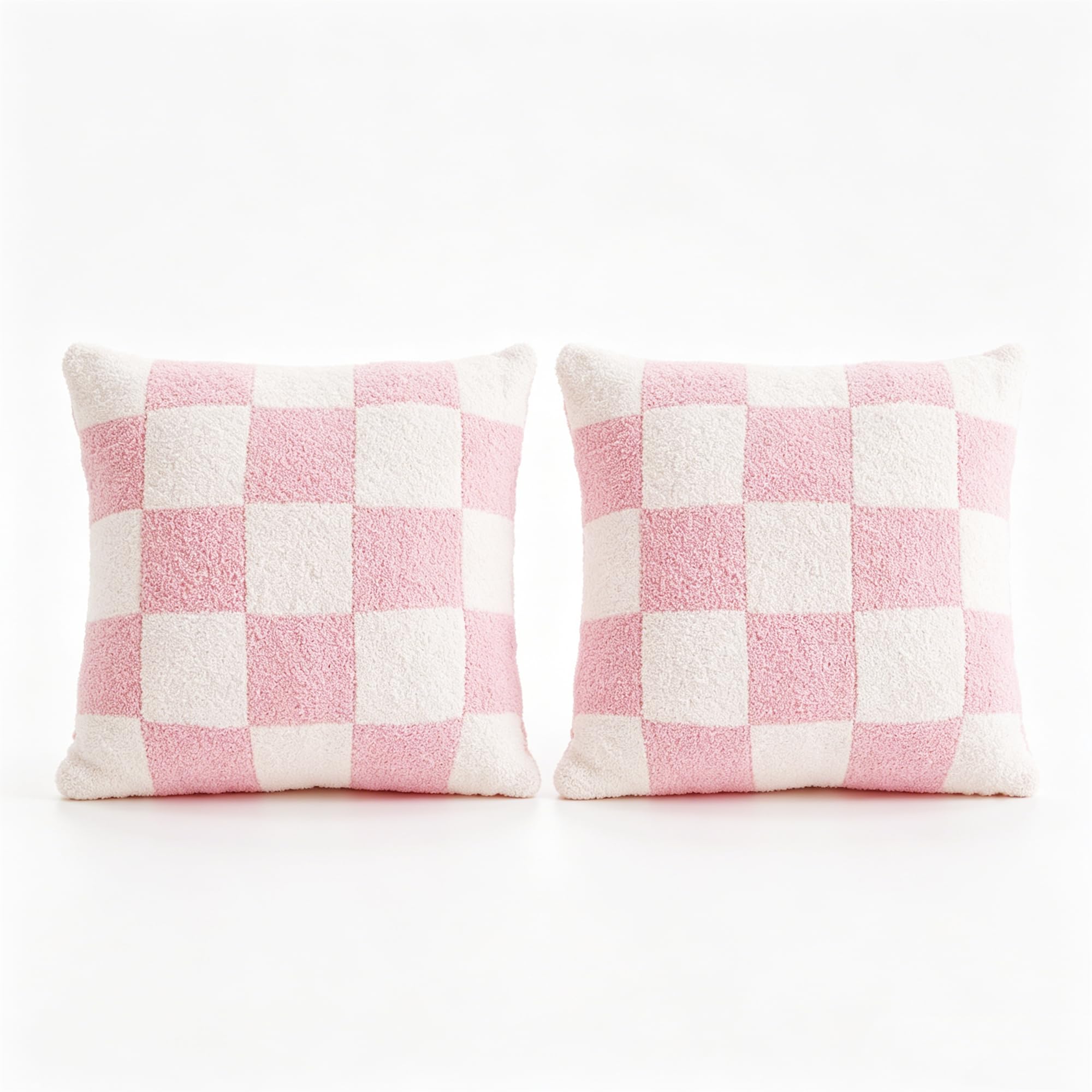 Housse de coussin à carreaux en fausse fourrure lot de 2 pour la décoration de canapé