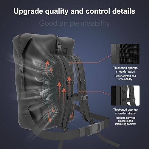 Miniatura 4 de Mochila impermeable, mochila de senderismo resistente, mochila seca de 355585L, resistente al agua para hombres, cierre enrollable, para kayak,