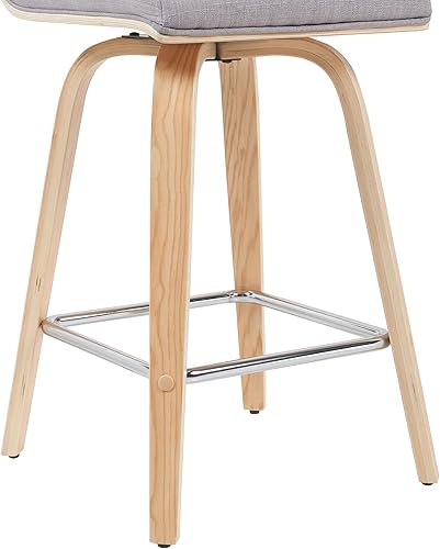 Miniatura 88 de Armen Living Vienna - Taburete giratorio de 26 pulgadas de altura de mostrador de piel sintética gris y madera de nogal Piel sintética