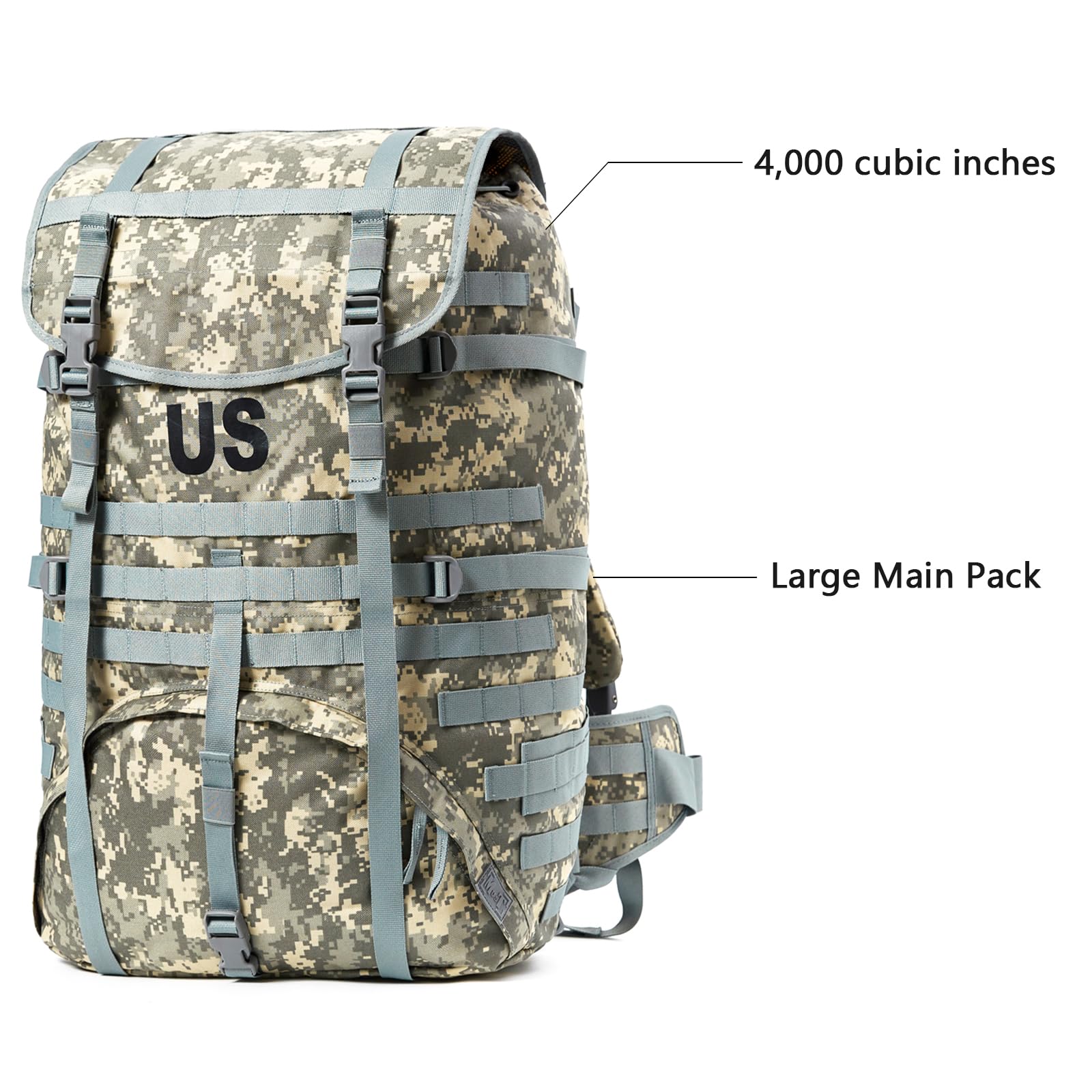MT Military MOLLE 2 Large Rucksack with Frame, Army Tactical Backpack, UCP