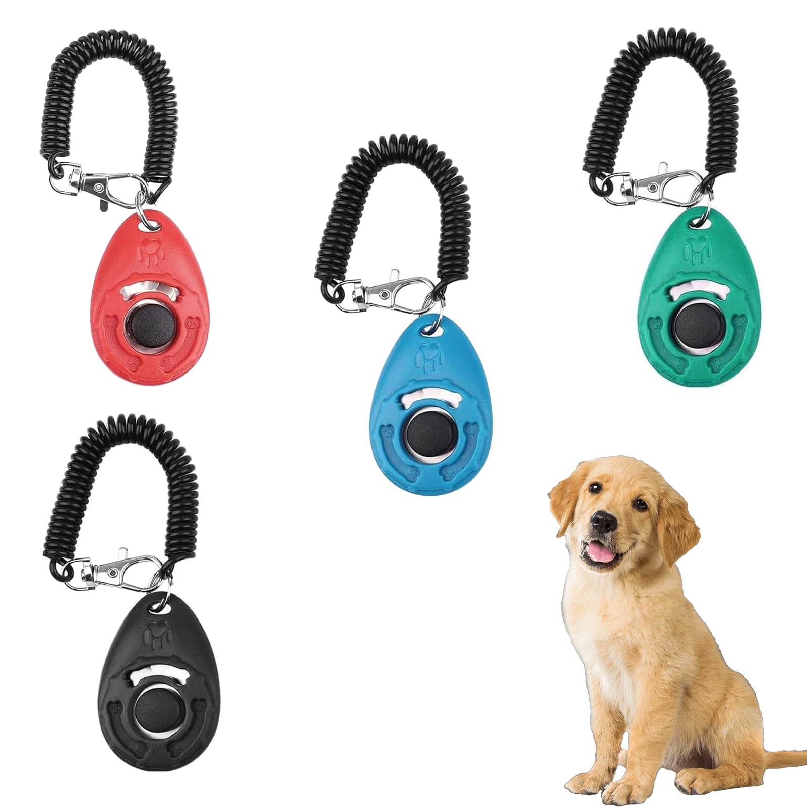 4 PCS Clicker de Chien,Clickers pour Chien,Clicker de Dressage pour Animaux de Compagnie avec Dragonne,Clickers de éducation Formation,Professionnel Clicker Chien Dressage pour Chien,Chat,Cheval.