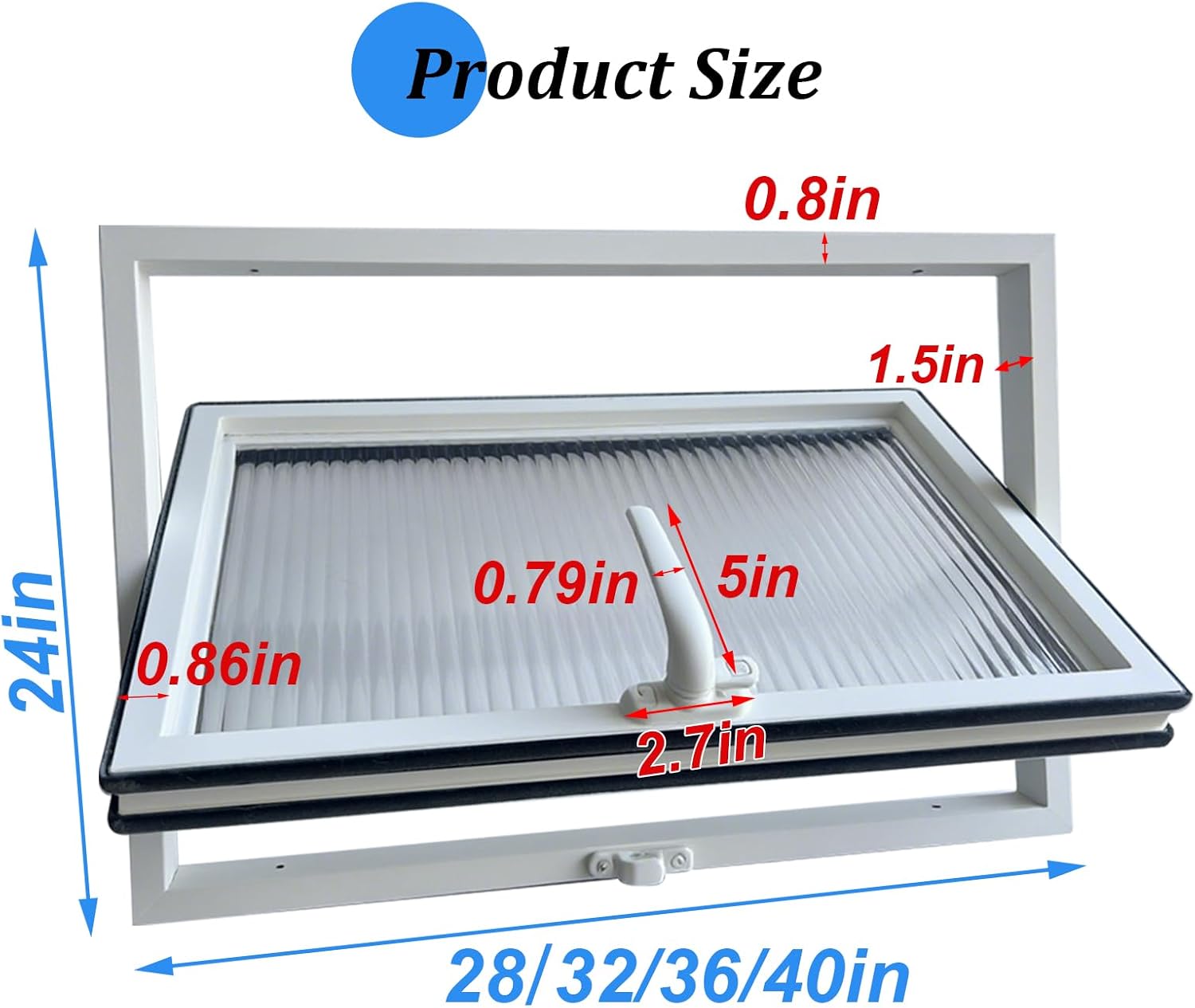 32“×24” Shed Windows with White Frame, 360° Rotatable Flush Mount Sliding Window, Metal Tempered Glass Window with Handles, Replacement Windows for Bathroom Kitchen, House, Basement (White, 32“×24”)