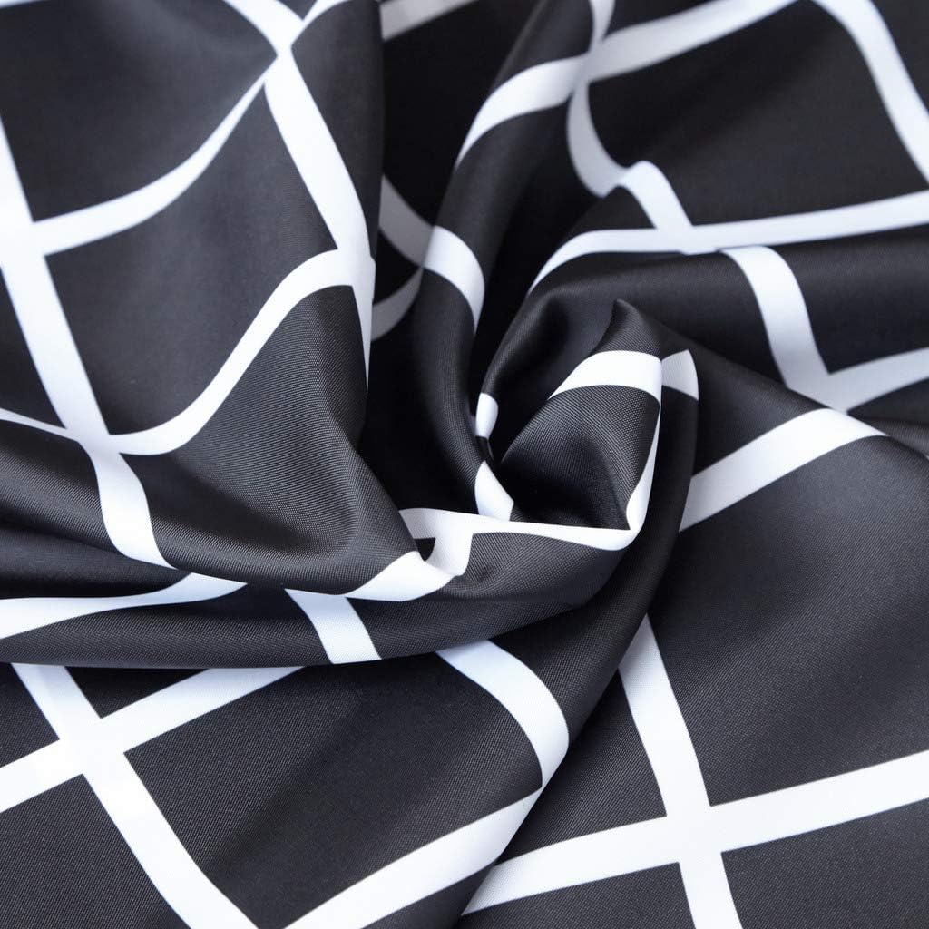 RARVA Washable Waterproof Polyester(Best Hotel Quality Eco Friendly) Liner Set for Bathroom Fabric Shower Curtain with Hooks - 72 x 72 inches, Black White Square Geometric