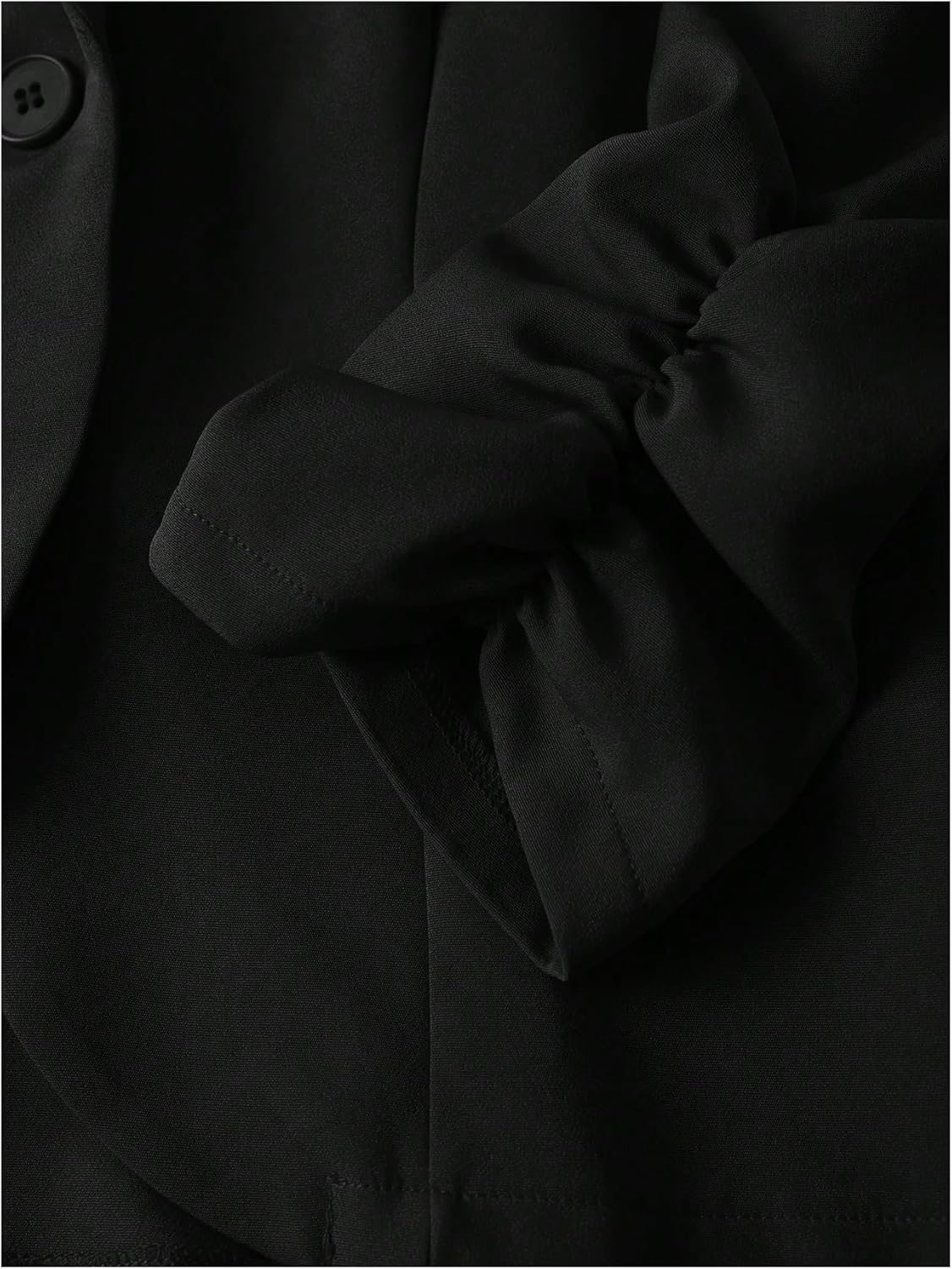 Women's Ruched 3/4 Sleeve Blazer Elegant Button Shawl Collar Business Casual Jackets - Image 5