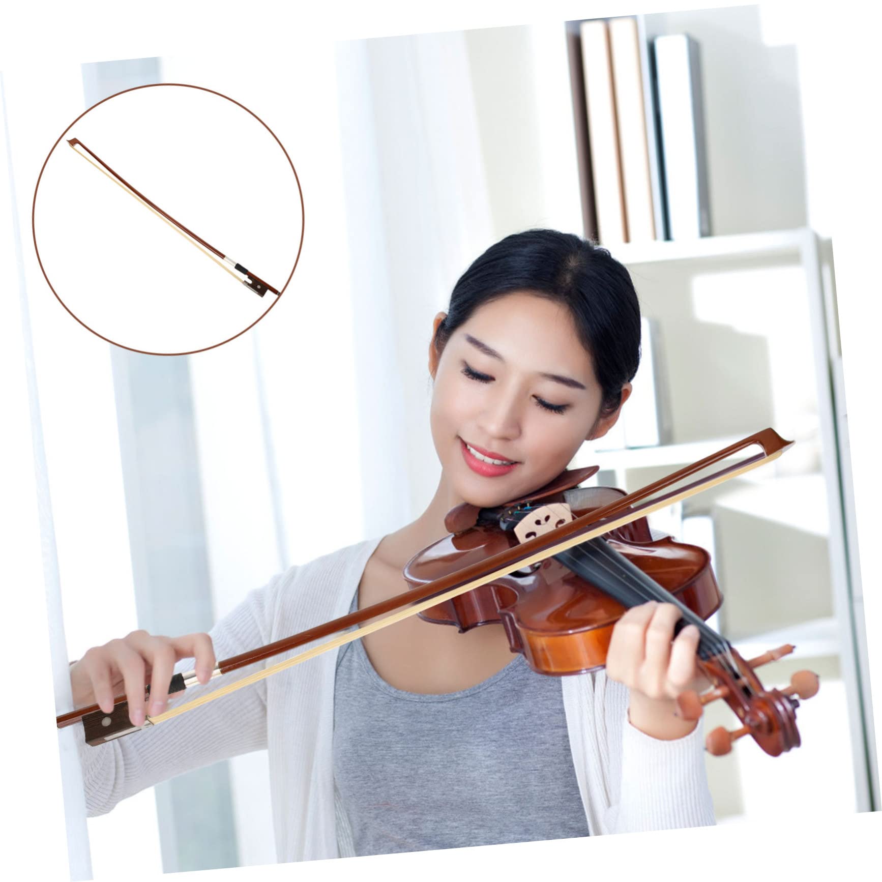 Gatuida Archet Violon Bien Équilibré en Bois pour Étudiants 1/4, Accessoire Arche Violon Pratique Facilitant la Technique, pour Débutants