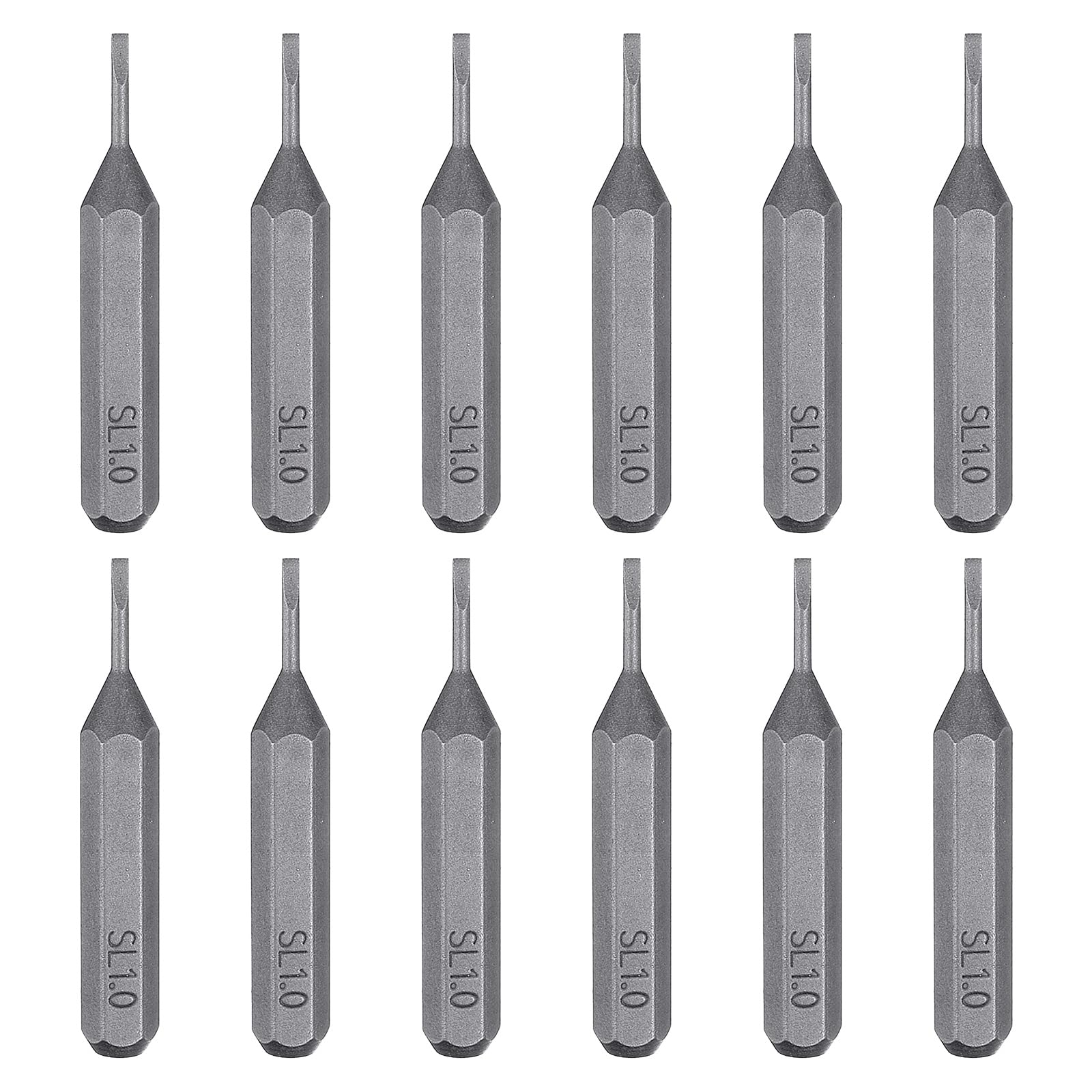 sourcing map 12pcs SL1.0 Slotted Screwdriver Bit 5/32" Hex Shank 28mm Length S2 Steel Magnetic Flat Head Screw Driver Bit for Electric Precision Repair