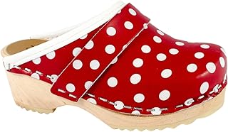 Zuecos para niños - color rojo con puntos blancos