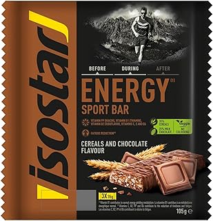 Isostar - Barres Energy Sport Bar Cereal saveur Chocolat - Barres Énergétiques Source de Glucides - Apport en Energie - 3x35 g - 201377
