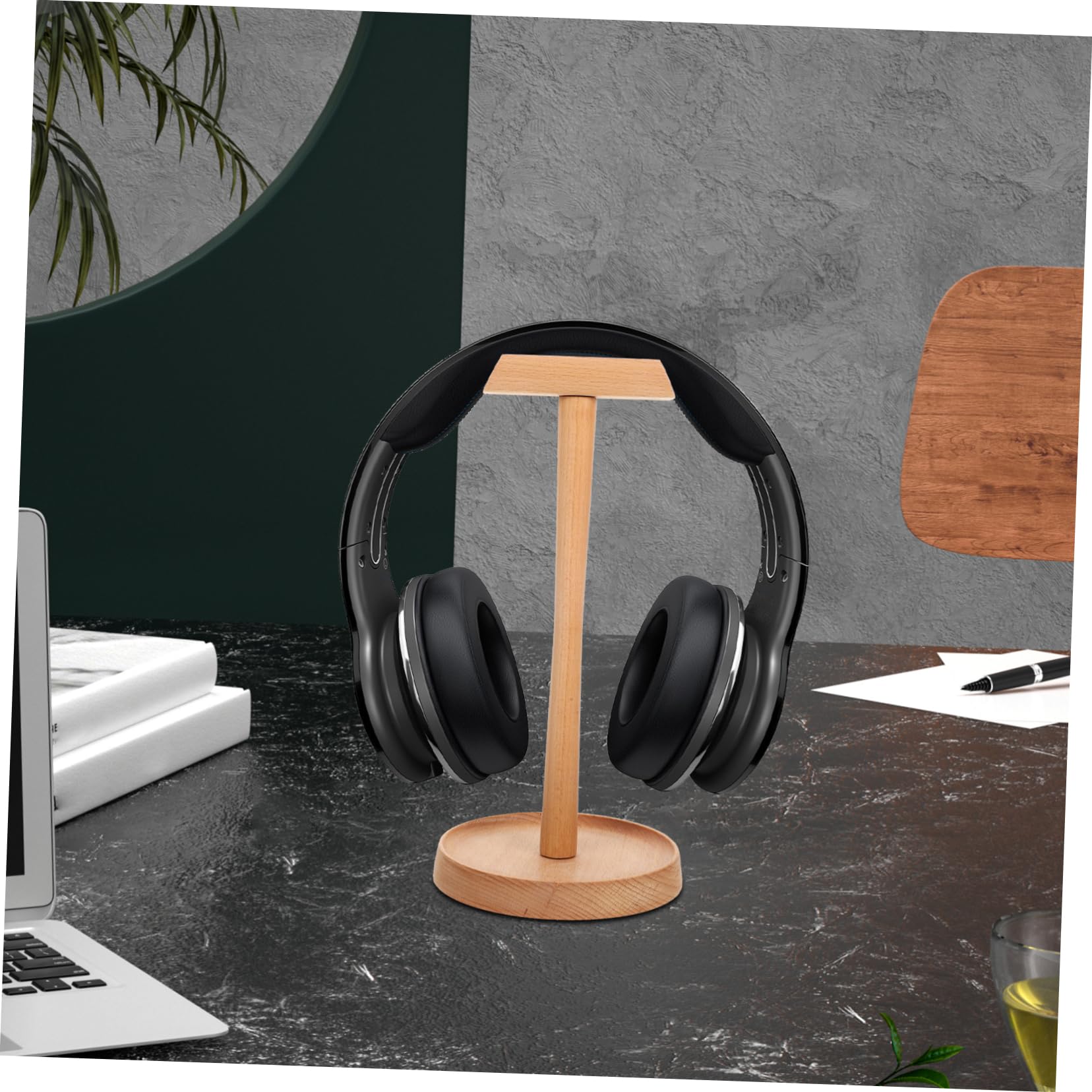 NUOBESTY Supporto Cuffie in Legno per Uso Ufficio e Camera, Gancio Multifunzionale per Cuffie