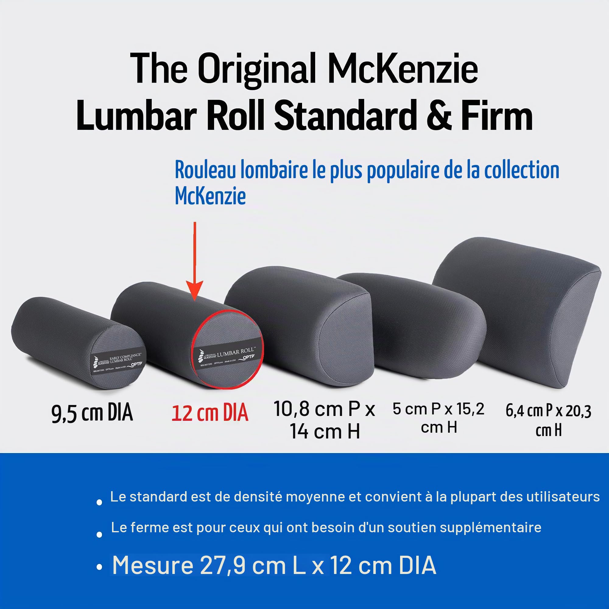 OPTP McKenzie Support Lombaire pour chaises de Bureau et sièges Auto Densité Standard