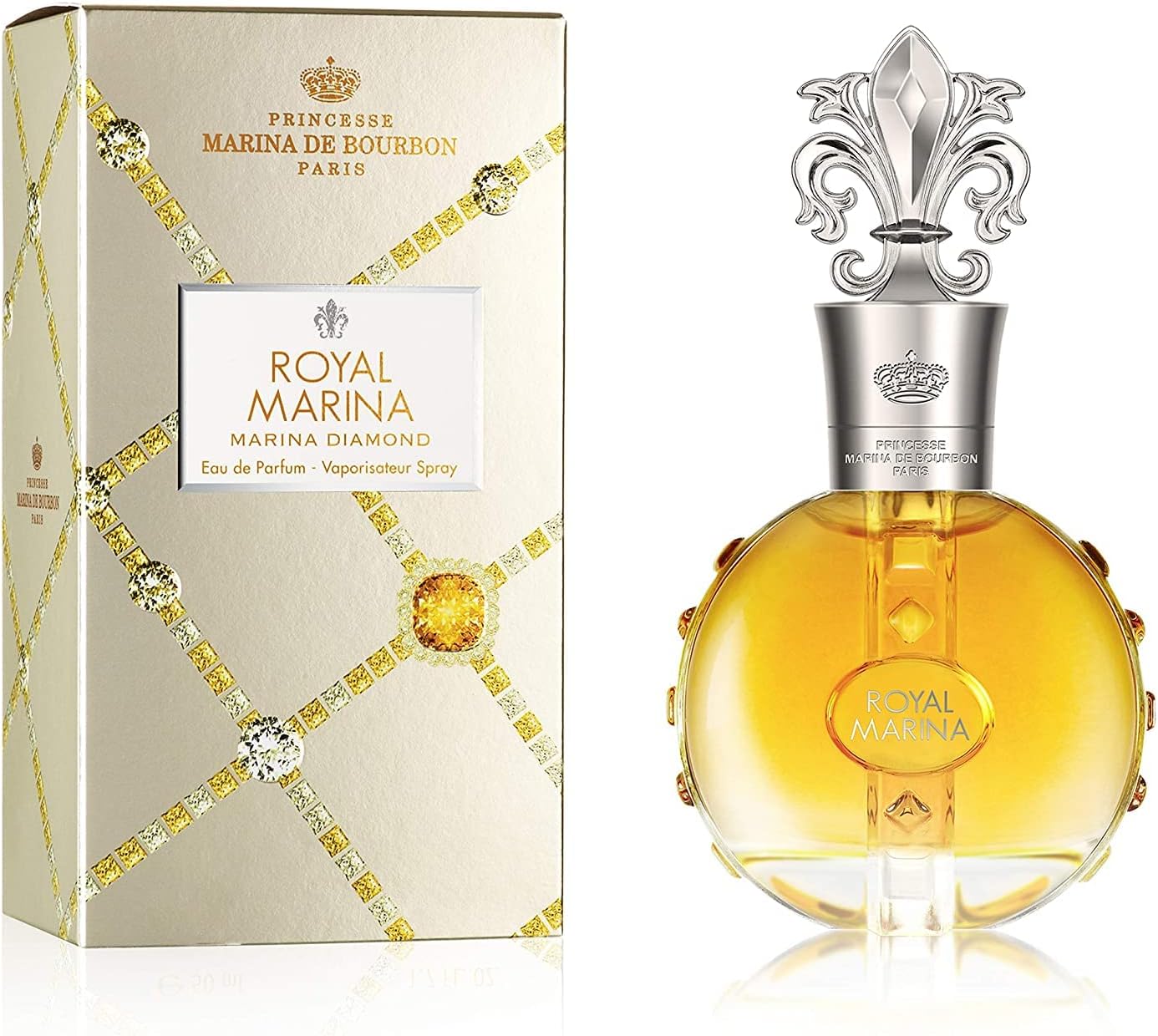 Princesse Marina de Bourbon Royal Marina Diamond Eau de Parfum for Women - Amber Scent - Opens with Notes of Grapefruit and Blackcurrant - Perfume for Seductive and Confident Ladies - 1 oz