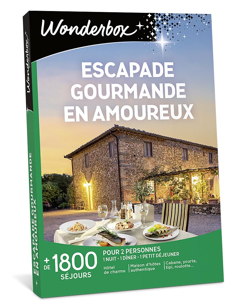 Wonderbox - Escapade Gourmande en Amoureux - Coffret Cadeau - Idée Cadeau Séjours