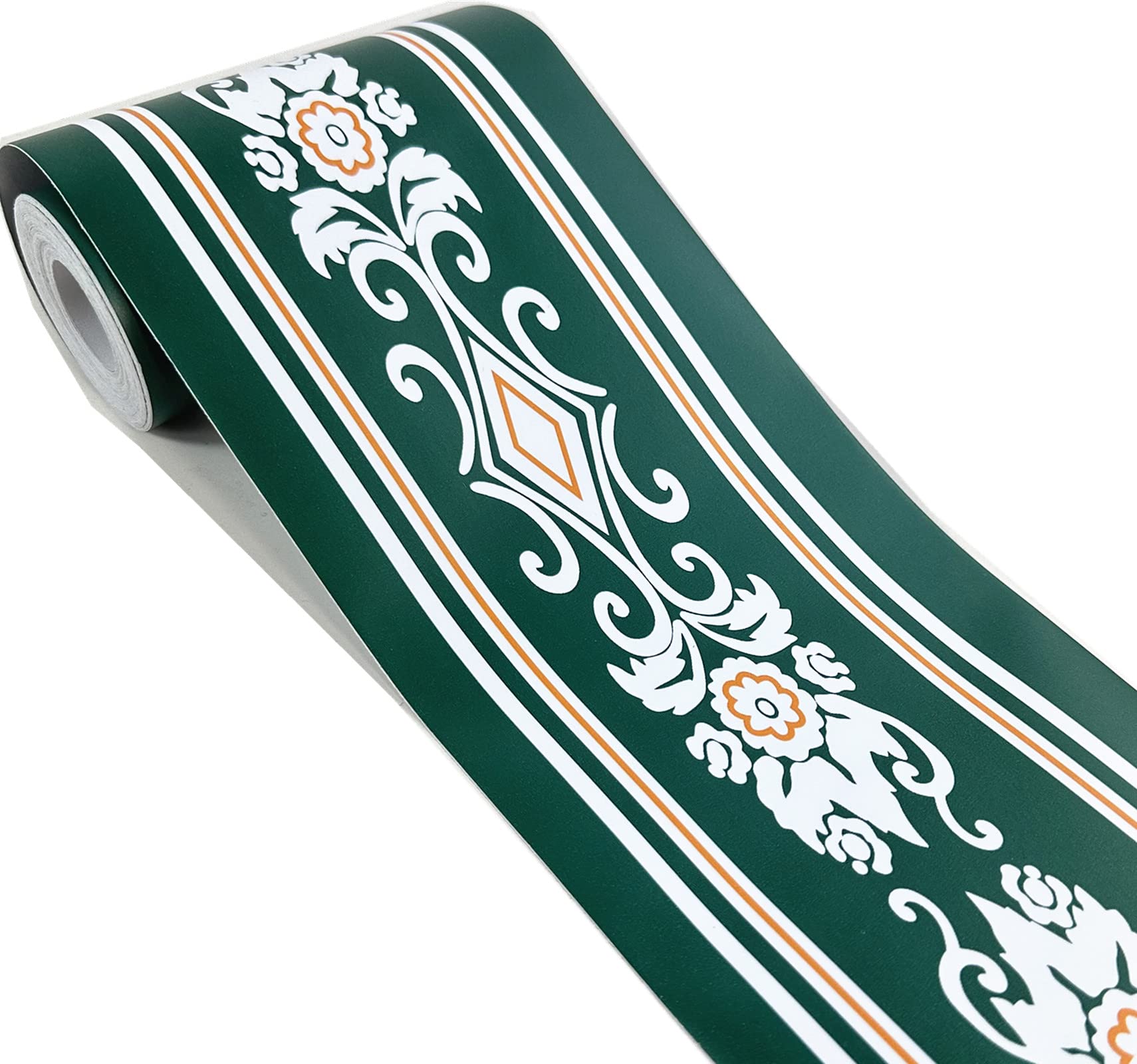 Mesoar Green 5 Meters Self Adhesive Vintage Floral Pattern Wallpaper Border Peel Stick Decorative Ceiling Sticker Molding Border