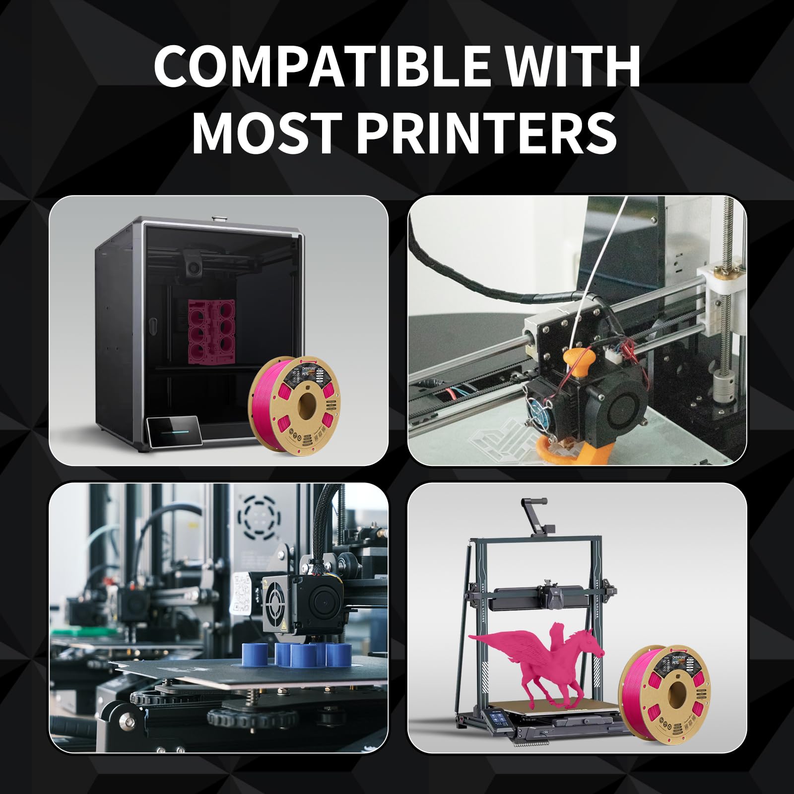 OVERTURE Filamento PETG 1.75mm, 1kg Bobina(2.2lbs), Neatly Wound Durevole PETG Filament per Stampante 3D, Precisione Dimensionale +/- 0.02 mm, 3D Printer Filamento (Magenta)