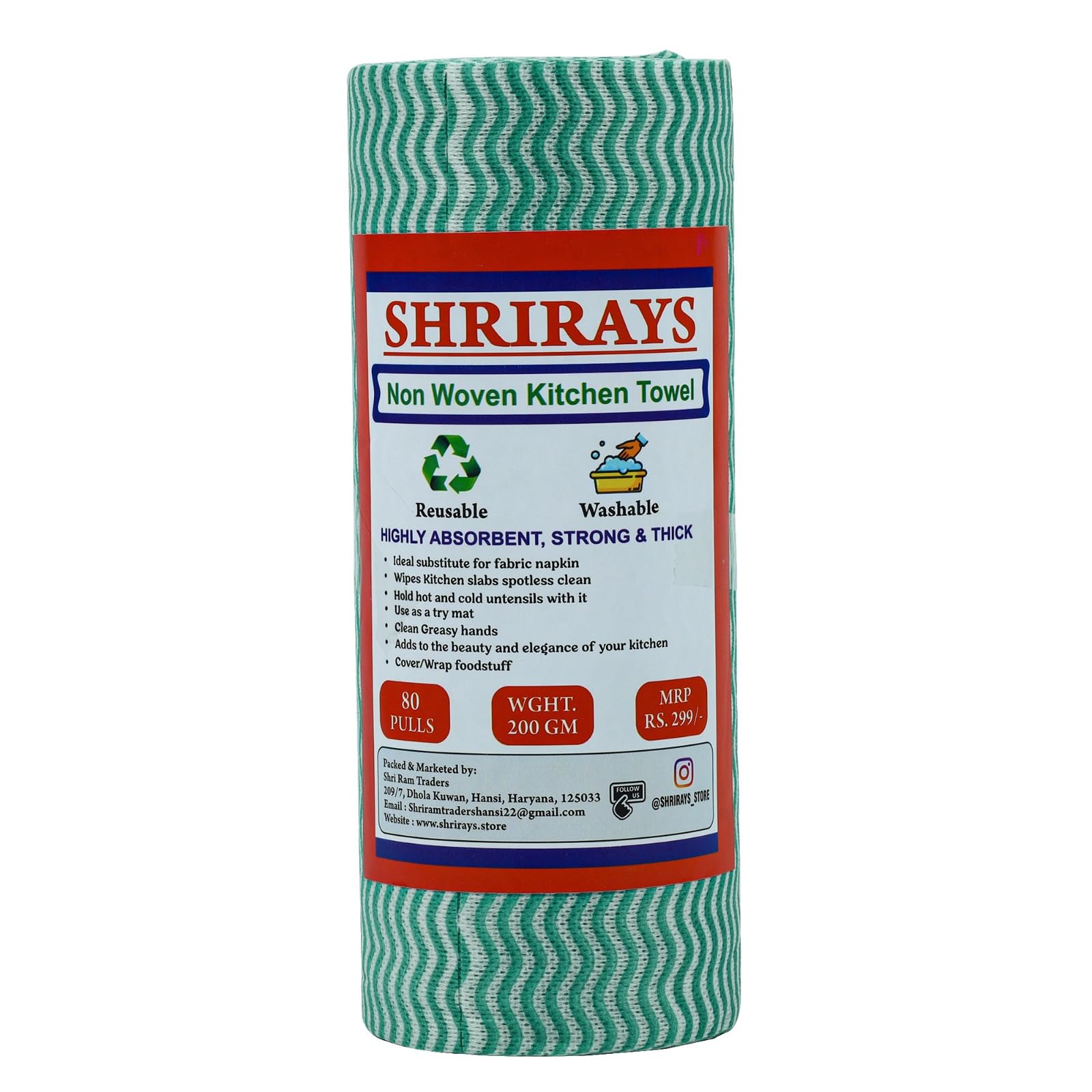 SHRIRAYS Reusable & Washable Non Woven Kitchen Towel Roll | Kitchen Wiping Roll | Absorbing Sheet | 80 Pulls | 2 Ply - Pack of 1-image-31