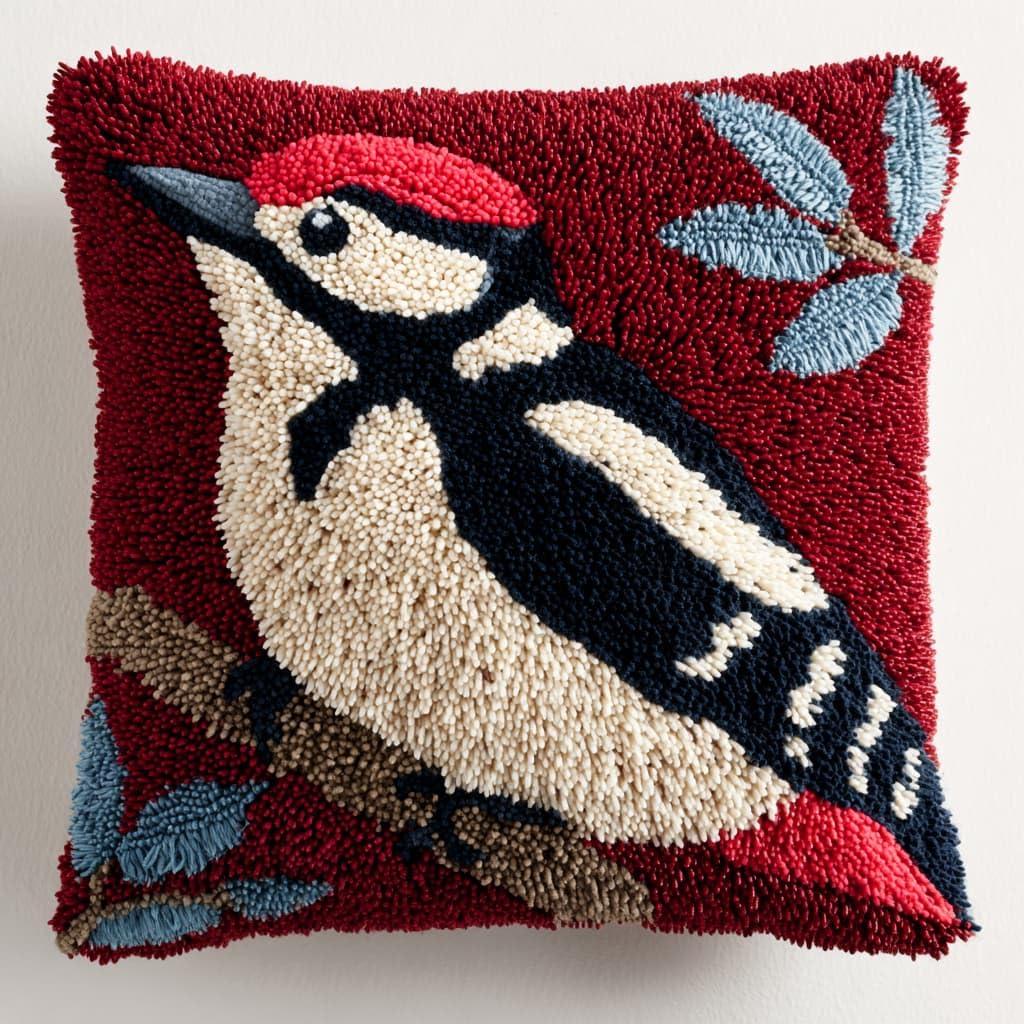 WallustrioaW Latch Hook Pillow Kit,Animals Birds