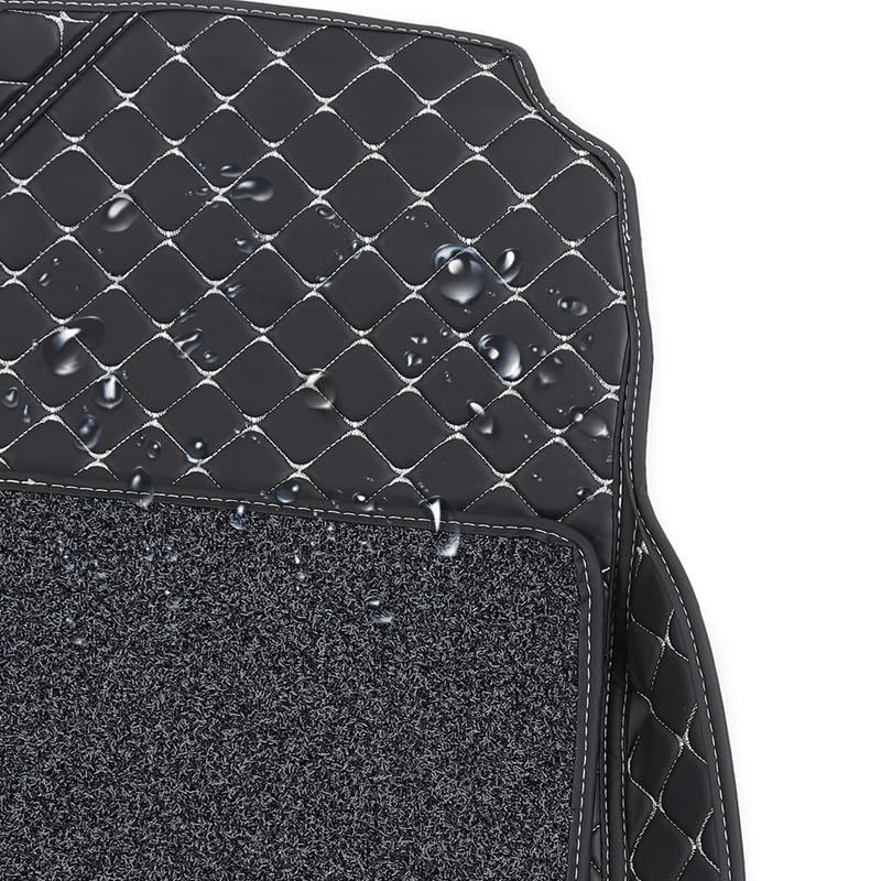 Image of SINEX 7D car mat Full Set for Maruti Suzuki Ertiga (Model : 2018-2020) || Luxury Leather Double Car Floor Mat Complete Set || 100% Waterproof and Washable || Color :Silver, Black,