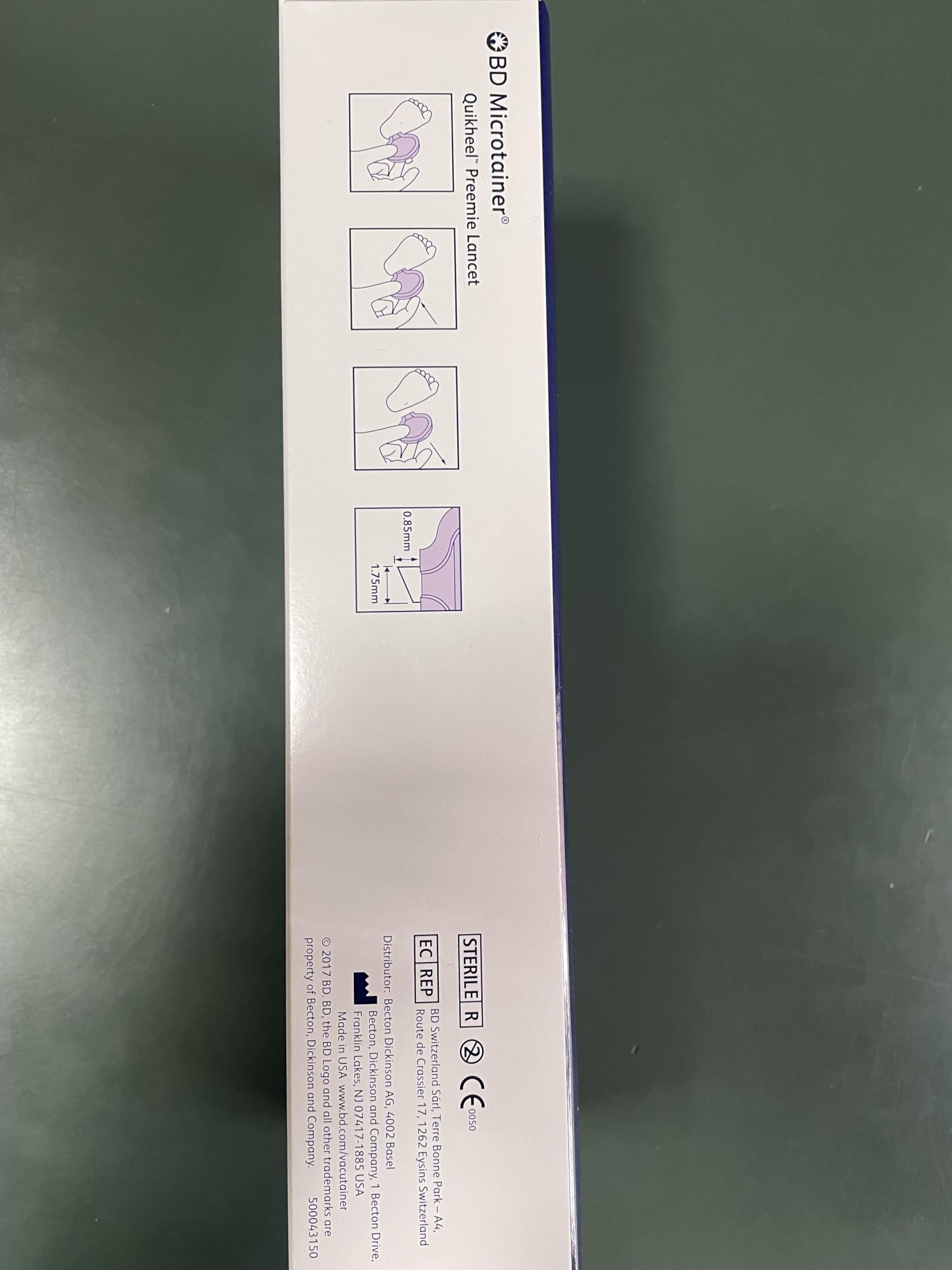 Lancette pungitallone con sistema di sicurezza dedicate al prelievo capillare dal tallone profondita incisione 0.85 mm conf. 50 pezzi