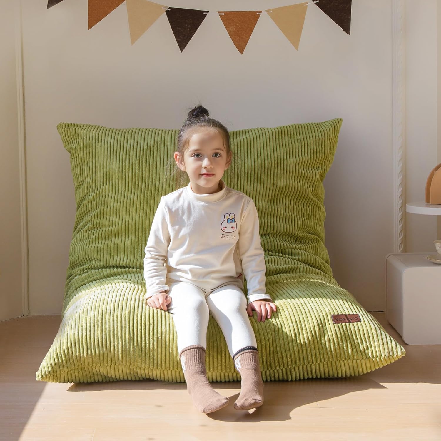 MAXYOYO Bean Bag, BeanBag Chair,Soft Corduroy Removable Cover, Large Floor Cushion with Fluffy Foam Filling, BeanBag Chair for Kids