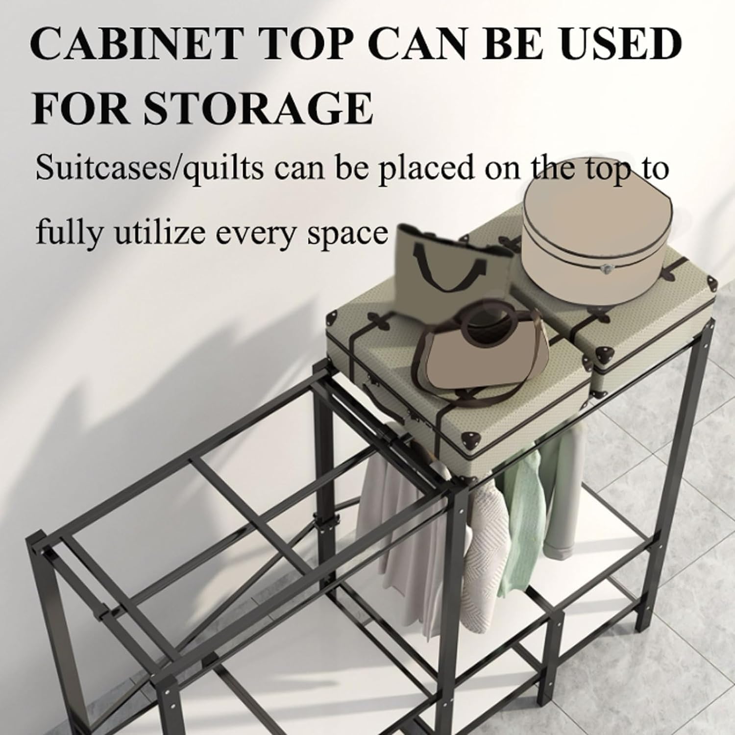Foldable Wardrobe Closet Fabric Clothes Closet Steel Fashion Portable Wardrobe for Bedroom Hanging Saves Space Large Closet, L:126cm/50in